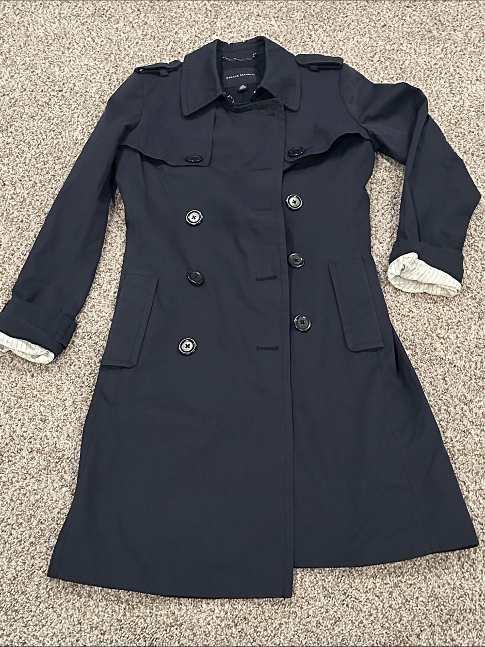 Banana Republic Dark Navy Double-Breasted Trench Coat